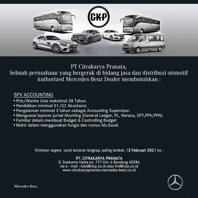 Lowongan Kerja di PT Citrakarya Pranata (Authorized Mercedes-Benz Dealer)